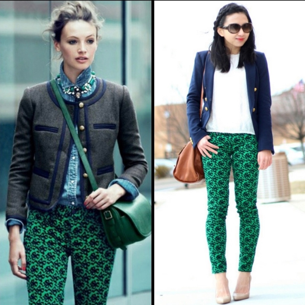 J. Crew Green Corduroy Skinny Pants